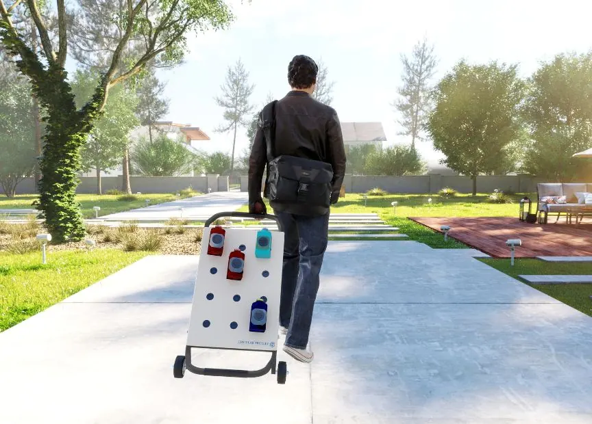 Man walking with Circular Trolley